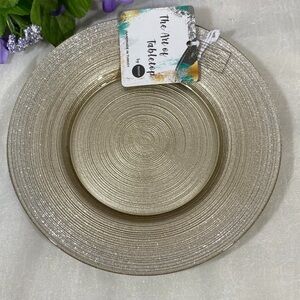 TURKISH DELIGHTS GOLD SPARKLE GLASS SALAD Plates 4